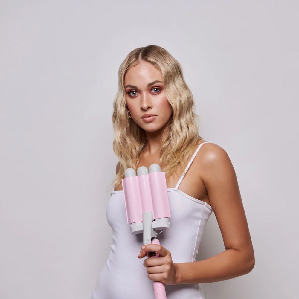 PINK MERMADE PRO HAIR WAVER 1.25" + PINK HEAT PROTECTANT GLOVE, Large 32mm/1.25”